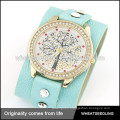 Teenage New Fashion Wide Strap With Lucky Tree en cuir véritable montre homme / fille